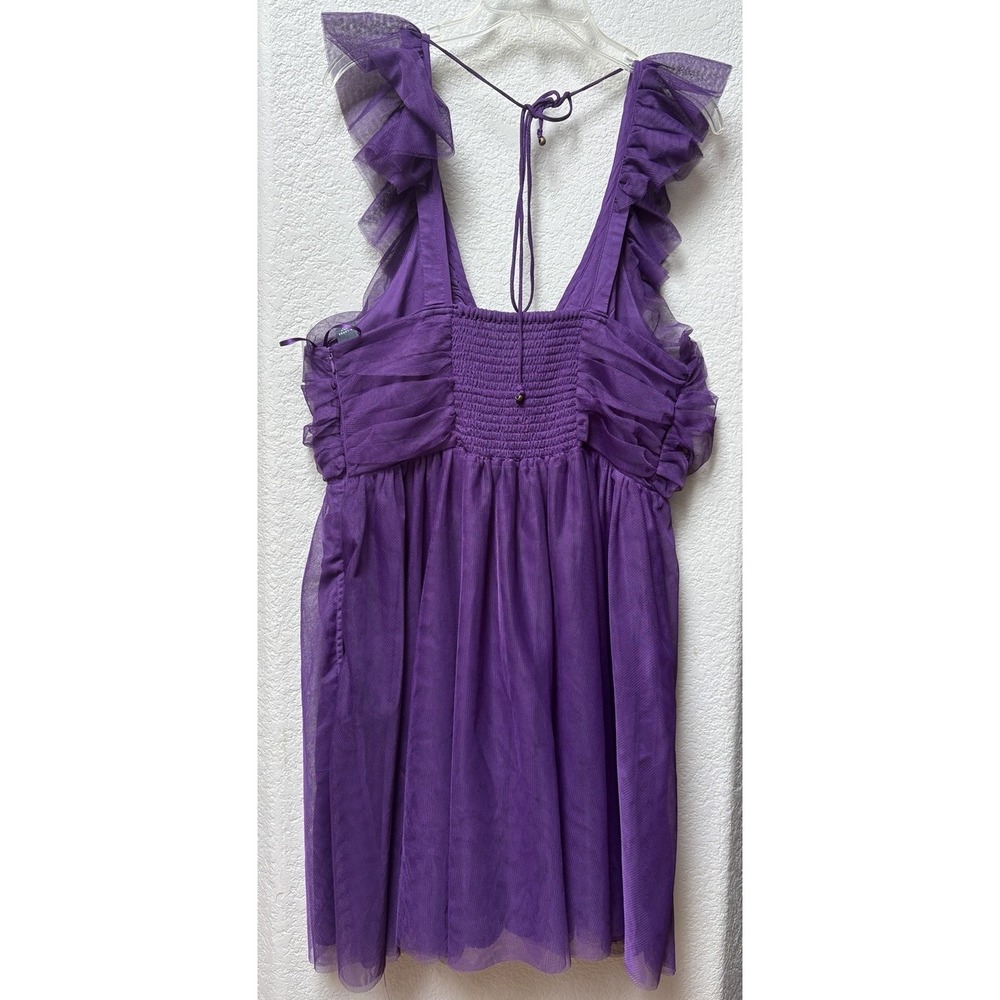 Anthropologie Maeve Ruffled Tulle Mini Dress Purple Size XL - Picture 6 of 14
